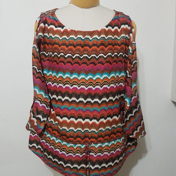 Multi Color open sleeve top - Picture 1 of 3